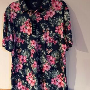 IZOD Golf Men's Floral Polo Shirt - Navy & Pink